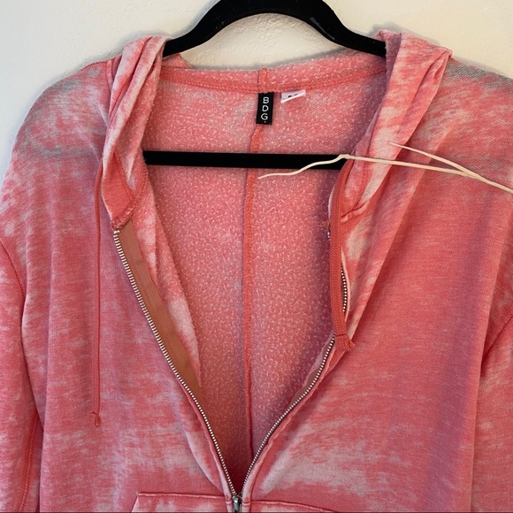 Pink Acid Wash Light Weight Zip Up Hoodie By BP - Picture 8 of 11